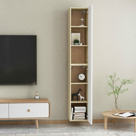 Tv-meubels 2 st 30,5x30x90 cm bewerkt hout wit sonoma eiken 12