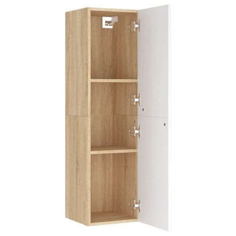 Tv-meubel 30,5x30x110 cm bewerkt hout wit en sonoma eikenkleur 5