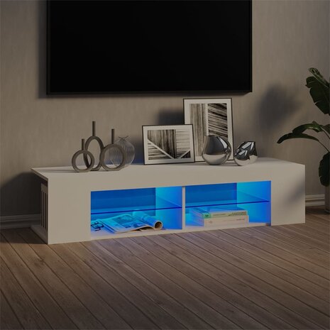 Tv-meubel met LED-verlichting 135x39x30 cm wit 1