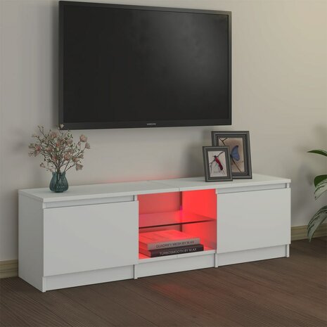 Tv-meubel met LED-verlichting 120x30x35,5 cm wit 3