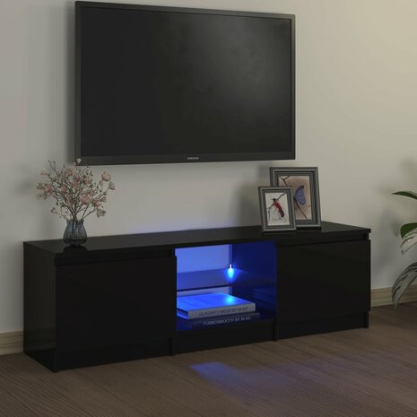 Tv-meubel met LED-verlichting 120x30x35,5 cm zwart 1