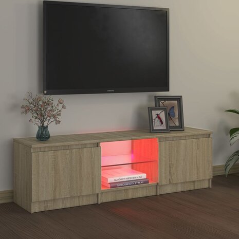 Tv-meubel met LED-verlichting 120x30x35,5 cm sonoma eikenkleur 3