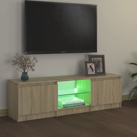 Tv-meubel met LED-verlichting 120x30x35,5 cm sonoma eikenkleur 4