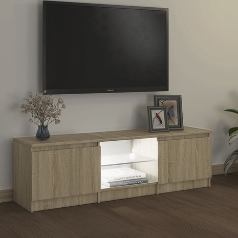 Tv-meubel met LED-verlichting 120x30x35,5 cm sonoma eikenkleur 5