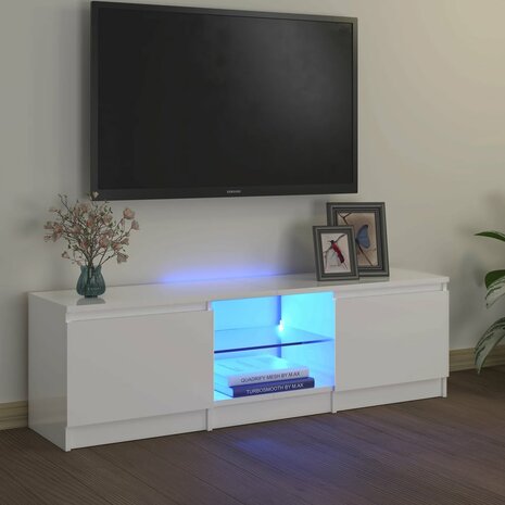 Tv-meubel met LED-verlichting 120x30x35,5 cm hoogglans wit 1