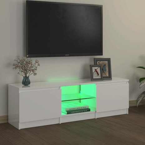 Tv-meubel met LED-verlichting 120x30x35,5 cm hoogglans wit 4