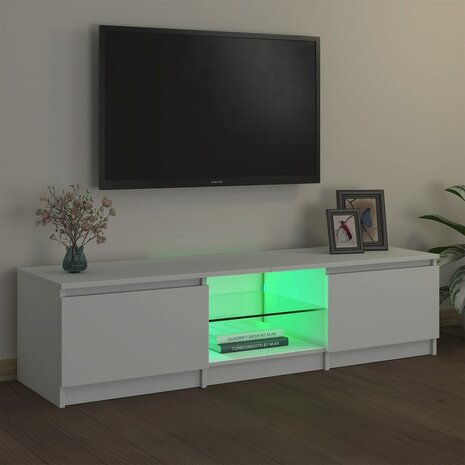 Tv-meubel met LED-verlichting 140x40x35,5 cm wit 8