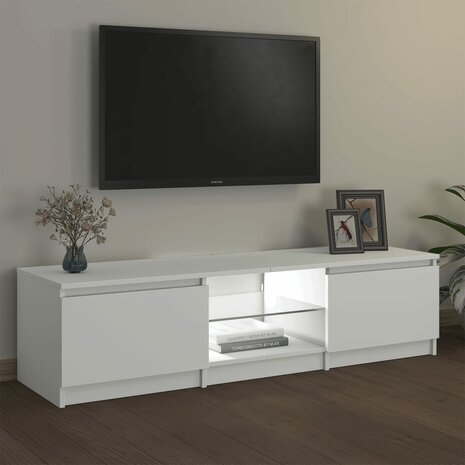 Tv-meubel met LED-verlichting 140x40x35,5 cm wit 9