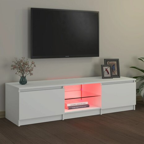 Tv-meubel met LED-verlichting 140x40x35,5 cm wit 10