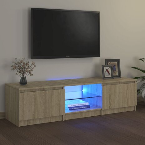 Tv-meubel met LED-verlichting 140x40x35,5 cm sonoma eikenkleur 1