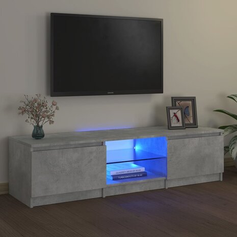 Tv-meubel met LED-verlichting 140x40x35,5 cm betongrijs 1