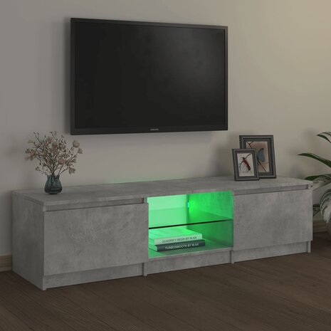 Tv-meubel met LED-verlichting 140x40x35,5 cm betongrijs 8