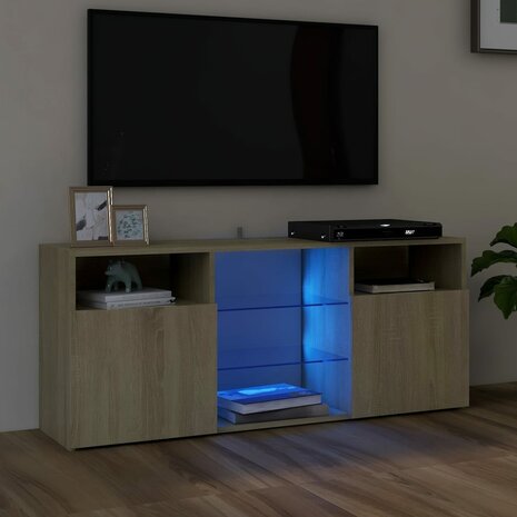 Tv-meubel met LED-verlichting 120x30x50 cm sonoma eikenkleurig 1