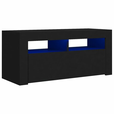 Tv-meubel met LED-verlichting 90x35x40 cm zwart 2