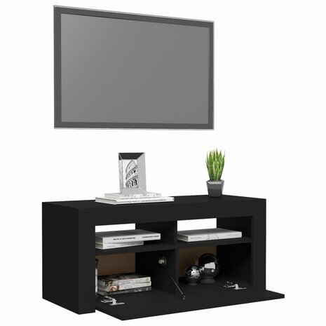 Tv-meubel met LED-verlichting 90x35x40 cm zwart 6