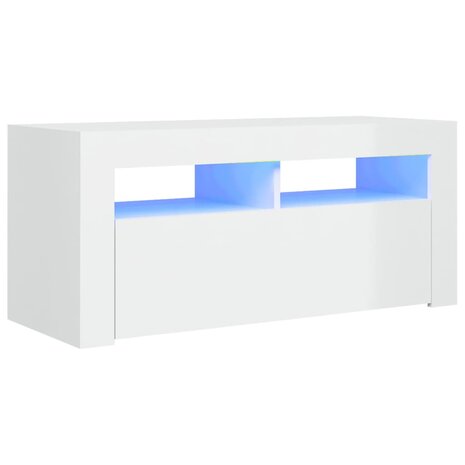 Tv-meubel met LED-verlichting 90x35x40 cm hoogglans wit 2