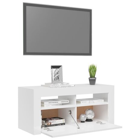 Tv-meubel met LED-verlichting 90x35x40 cm hoogglans wit 6