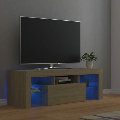 Tv-meubel met LED-verlichting 120x35x40cm sonoma eikenkleurig 1