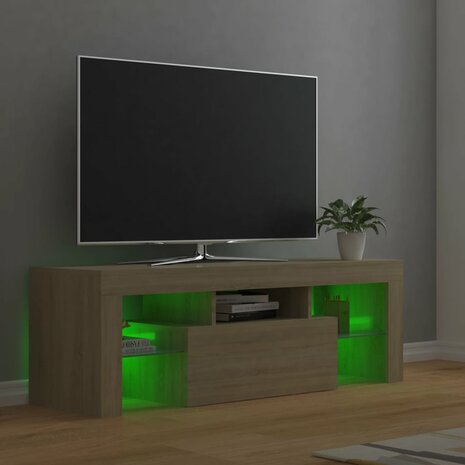 Tv-meubel met LED-verlichting 120x35x40cm sonoma eikenkleurig 10