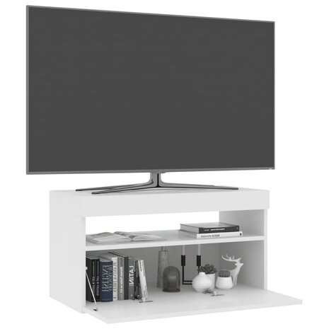 Tv-meubel met LED-verlichting 75x35x40 cm wit 3