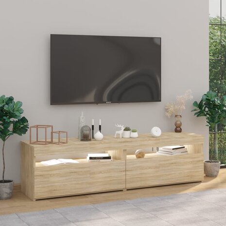 Tv-meubelen 2 st met LED-verlichting 75x35x40 cm sonoma eiken 4