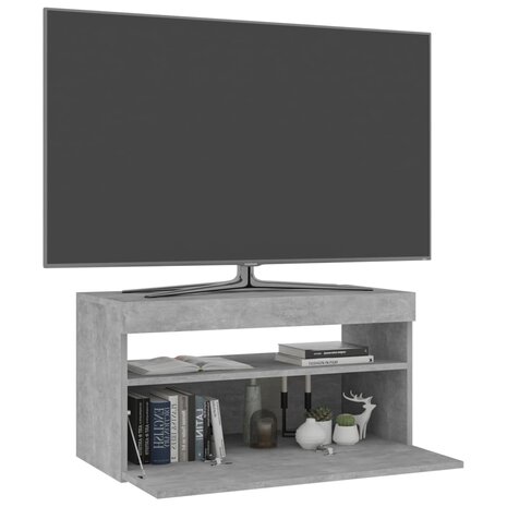 Tv-meubel met LED-verlichting 75x35x40 cm betongrijs 3