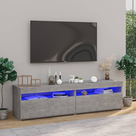 Tv-meubelen 2 st met LED-verlichting 75x35x40 cm betongrijs 1