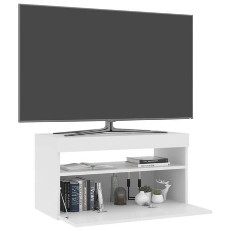 Tv-meubel met LED-verlichting 75x35x40 cm hoogglans wit 3