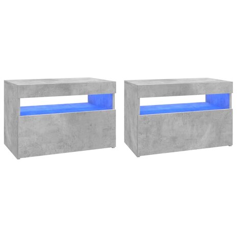 Tv-meubelen 2 st met LED-verlichting 60x35x40 cm betongrijs 2