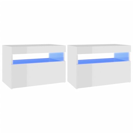 Tv-meubelen 2 st met LED-verlichting 60x35x40 cm hoogglans wit 2