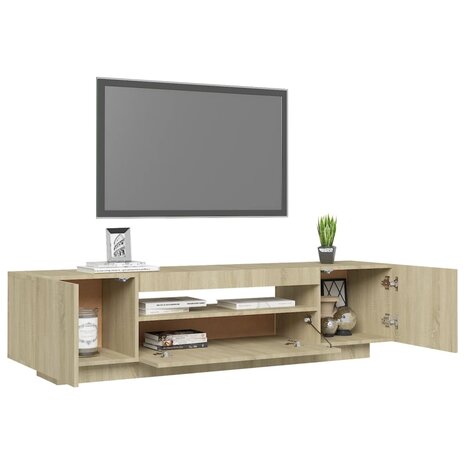 Tv-meubel met LED-verlichting 160x35x40 cm sonoma eikenkleurig 6