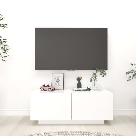 Tv-meubel 100x35x40 cm bewerkt hout wit 1