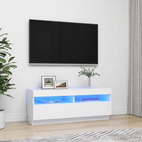 Tv-meubel met LED-verlichting 100x35x40 cm wit 1