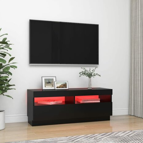 Tv-meubel met LED-verlichting 100x35x40 cm zwart 3