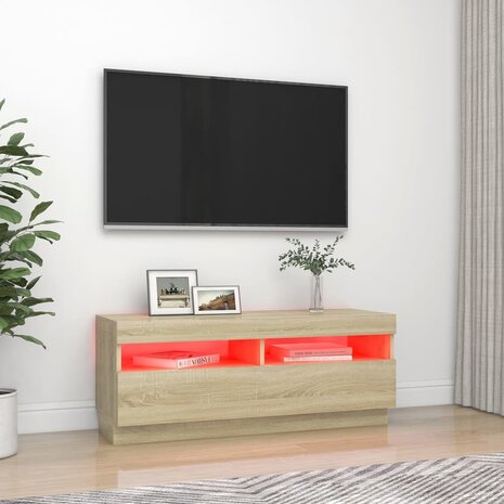 Tv-meubel met LED-verlichting 100x35x40 cm sonoma eikenkleurig 3