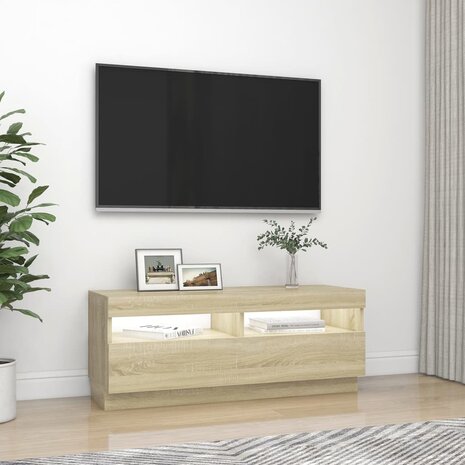 Tv-meubel met LED-verlichting 100x35x40 cm sonoma eikenkleurig 5