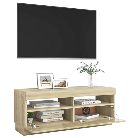 Tv-meubel met LED-verlichting 100x35x40 cm sonoma eikenkleurig 7