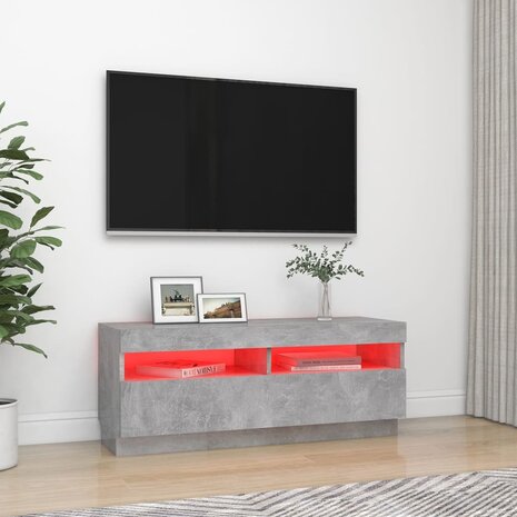 Tv-meubel met LED-verlichting 100x35x40 cm betongrijs 3