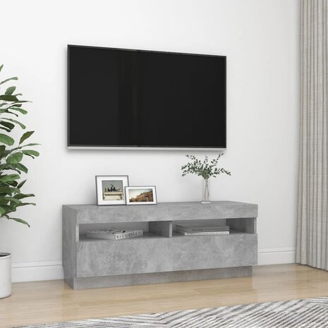 Tv-meubel met LED-verlichting 100x35x40 cm betongrijs 6