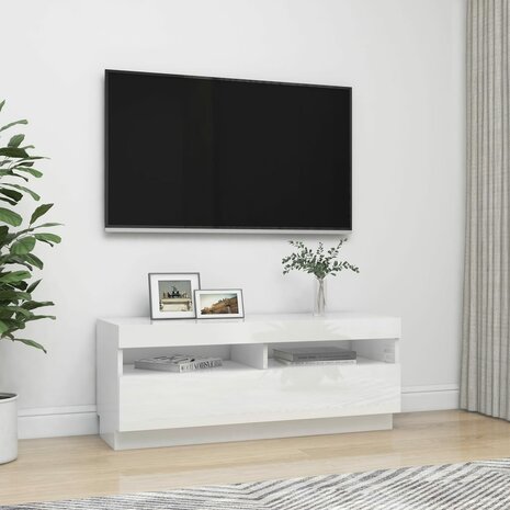 Tv-meubel met LED-verlichting 100x35x40 cm hoogglans wit 5