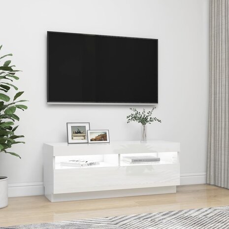 Tv-meubel met LED-verlichting 100x35x40 cm hoogglans wit 6