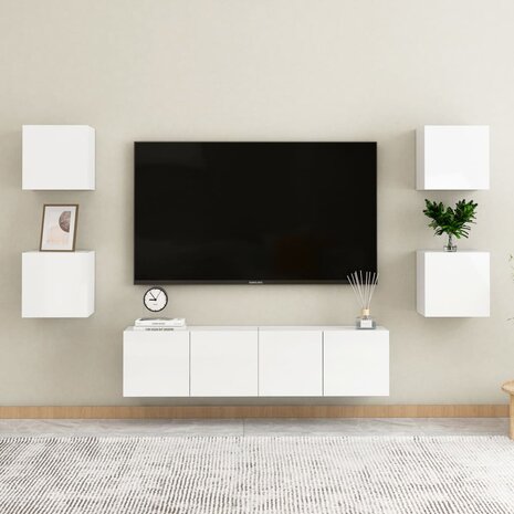 Tv-wandmeubel 30,5x30x30 cm hoogglans wit 5