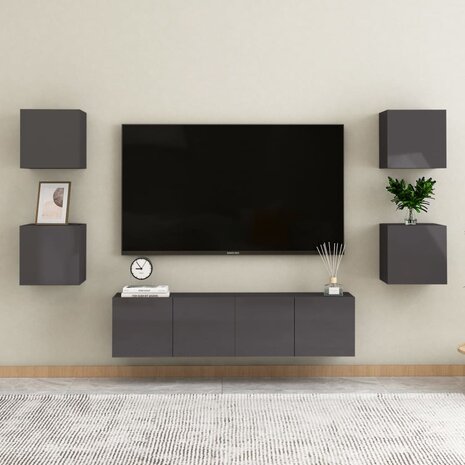 Tv-wandmeubelen 2 st 30,5x30x30 cm hoogglans grijs 6