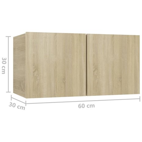 Tv-hangmeubelen 2 st 60x30x30 cm sonoma eikenkleurig 9