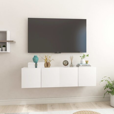 TV-hangkasten 2 st 60x30x30 cm hoogglans wit 1