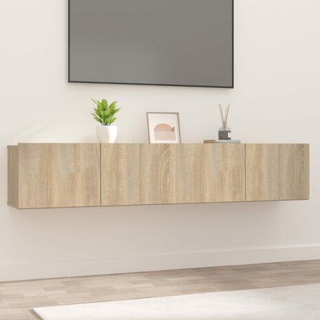 Tv-meubels 2 st 80x30x30 cm bewerkt hout sonoma eikenkleurig 1