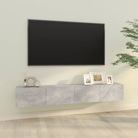 Tv-meubelen 2 st wandgemonteerd 100x30x30 cm hout betongrijs 1