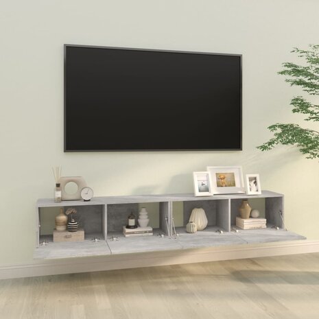 Tv-meubelen 2 st wandgemonteerd 100x30x30 cm hout betongrijs 3