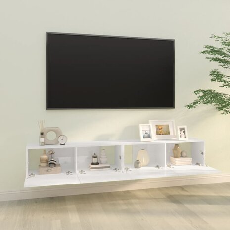 Tv-meubels 2 st wandgemonteerd 100x30x30 cm hout hoogglans wit 3