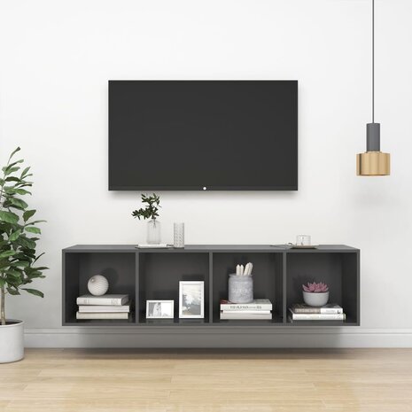 Tv-wandmeubel 37x37x142,5 cm bewerkt hout grijs 1